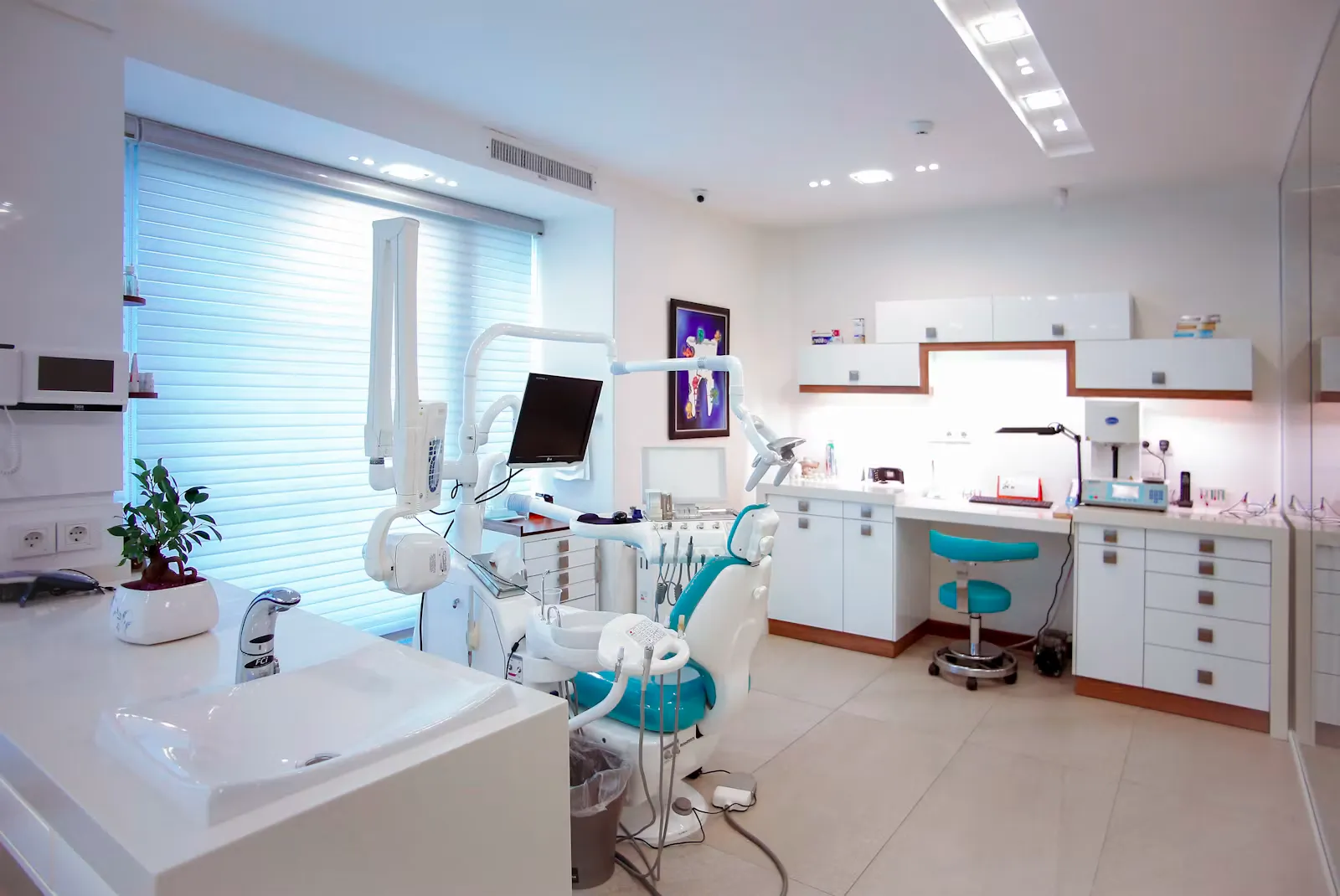 Dental student practising on a treatment chair with instruments laid out, one of the main clinical courses after NEET other than MBBS