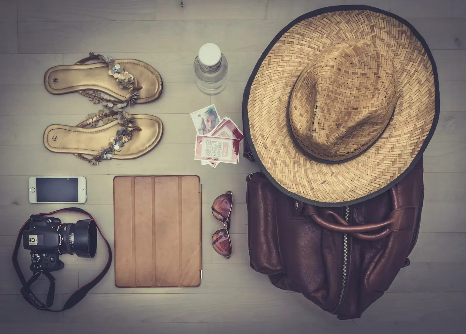 Travel essentials laid out flat, ready to be packed for a multi-week clinical internship abroad